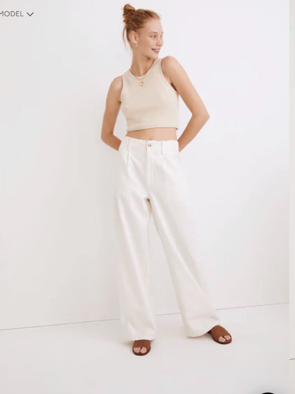Madewell Cotton-Linen Pleated Wide-Leg Pants